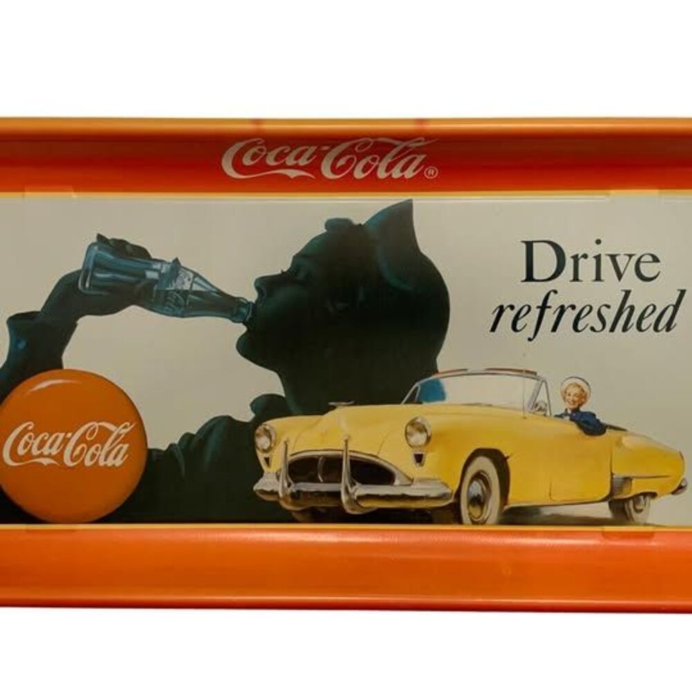 Coca‑Cola “Drive Refreshed” Metal Serving Tray Reproduction | Vintage‑Style 1990